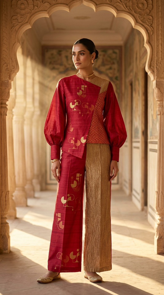 Customised Chanderi Anarkali set