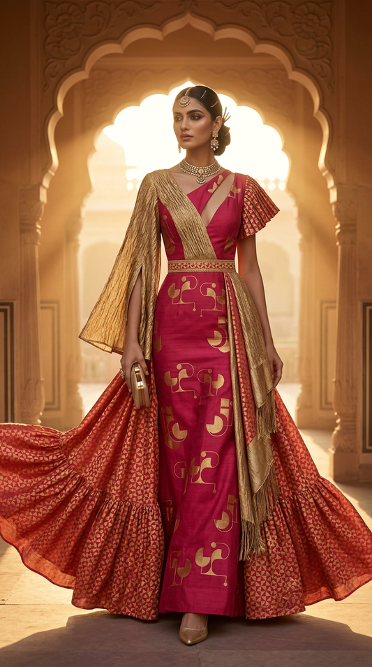 Customised Chanderi Anarkali set