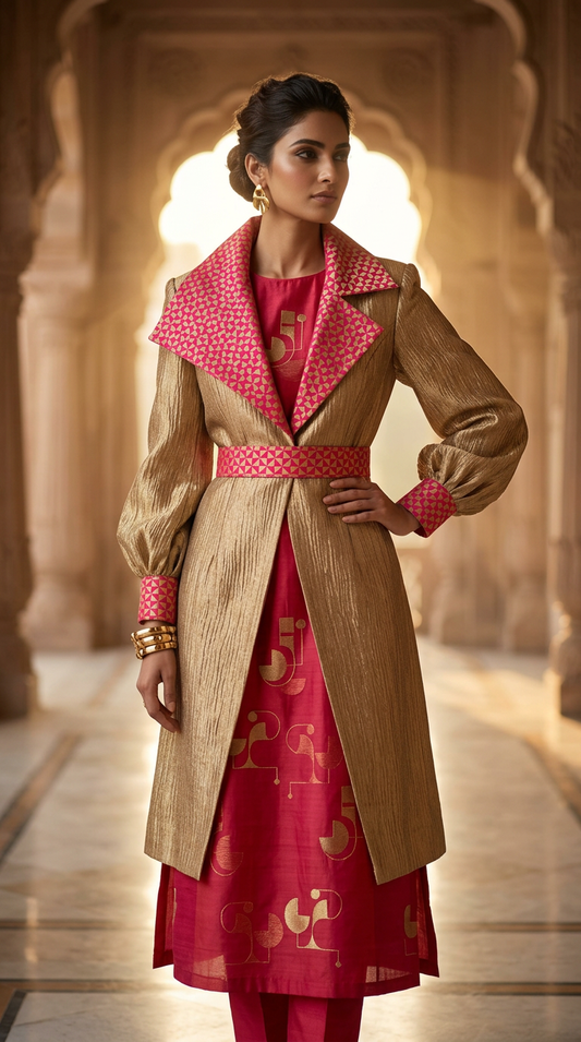 Customised Chanderi Anarkali set