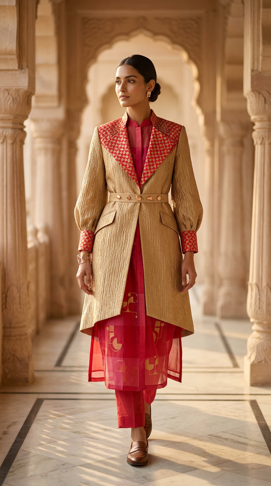 Customised Chanderi Anarkali set