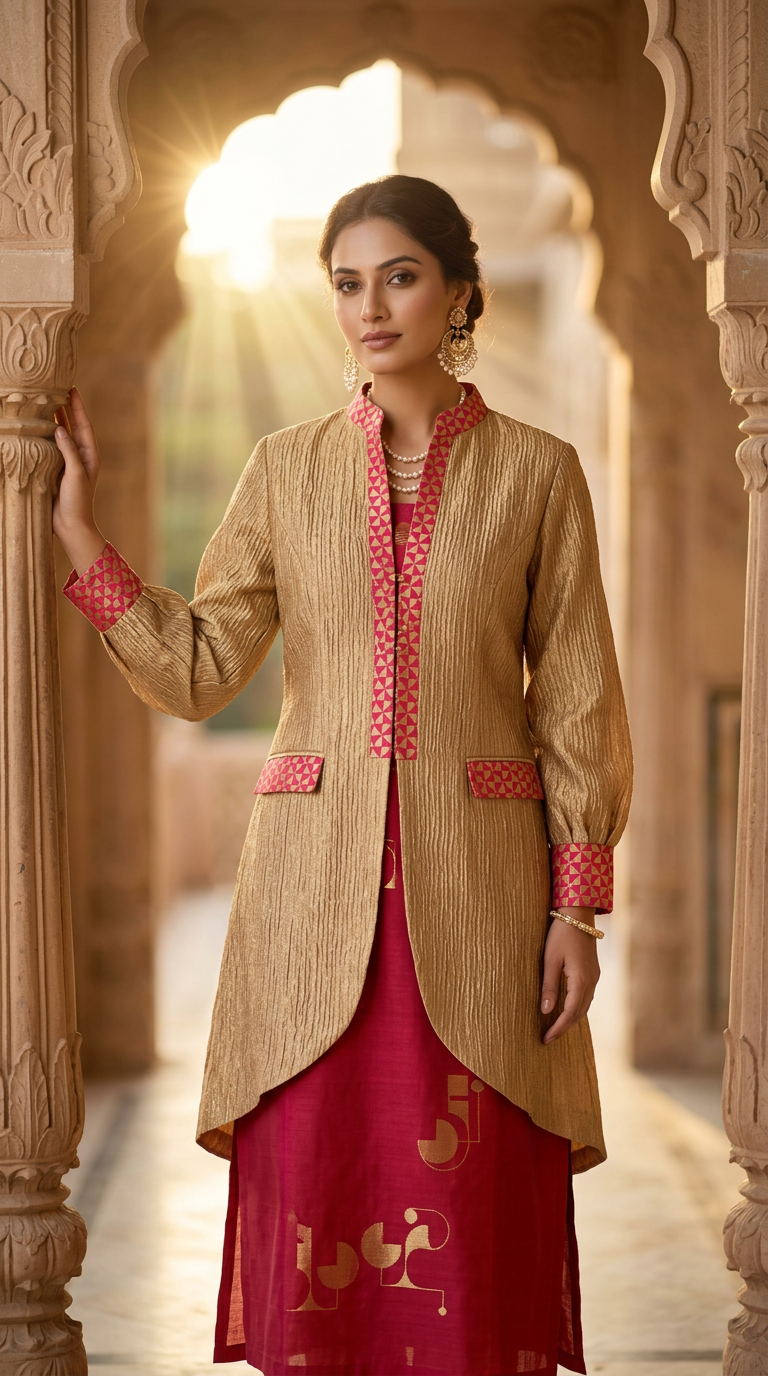 Customised Chanderi Anarkali set