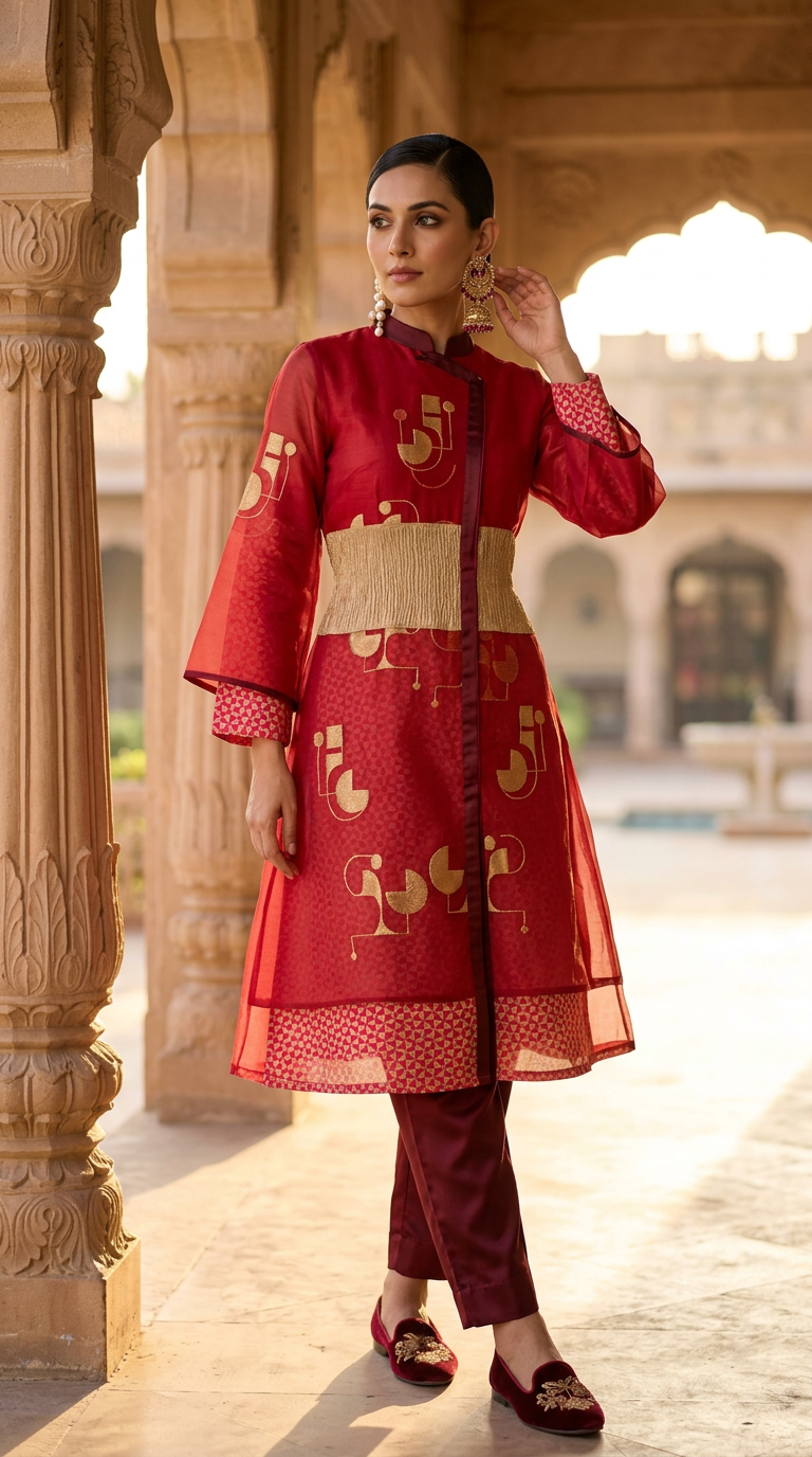 Customised Chanderi Anarkali set