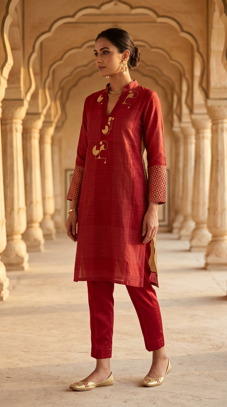 Customised Chanderi Anarkali set
