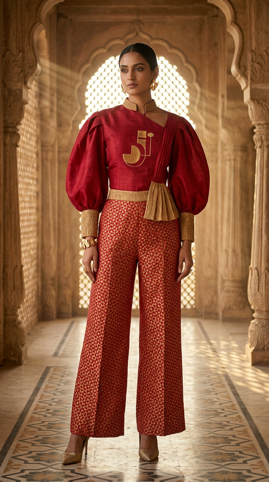 Customised Chanderi Anarkali set
