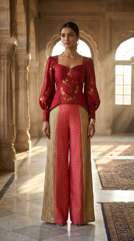 Customised Chanderi Anarkali set