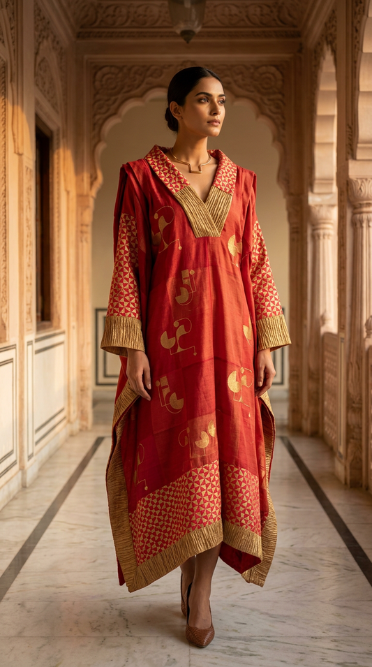 Customised Chanderi Anarkali set