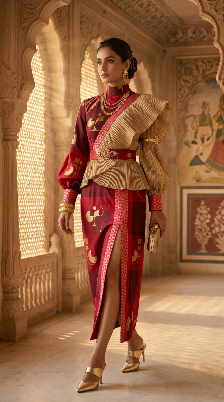 Customised Chanderi Anarkali set
