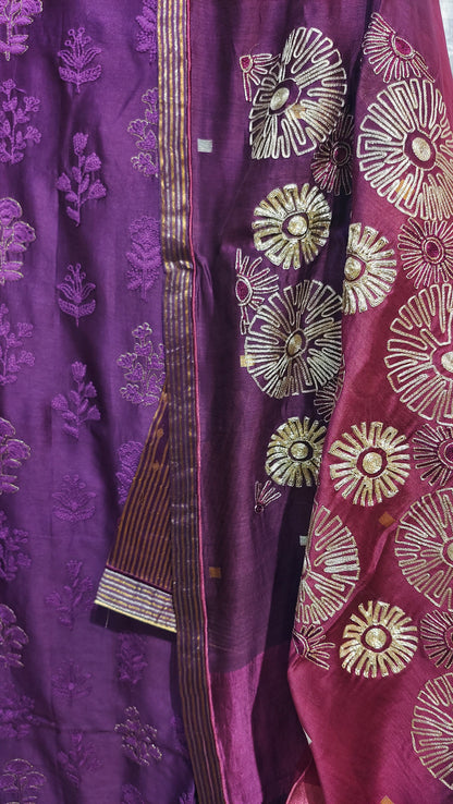 Semi Stitched Formal Chanderi Suitset