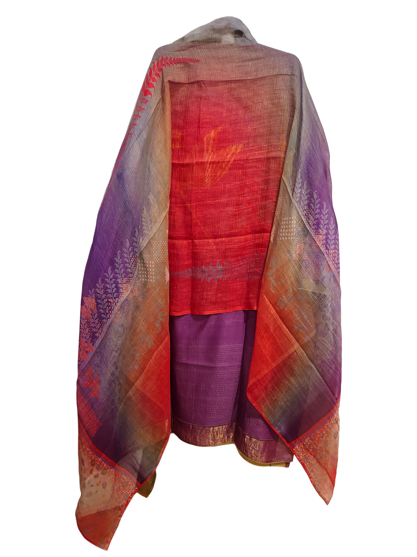 Semi Stitched Casual Chanderi Suitset