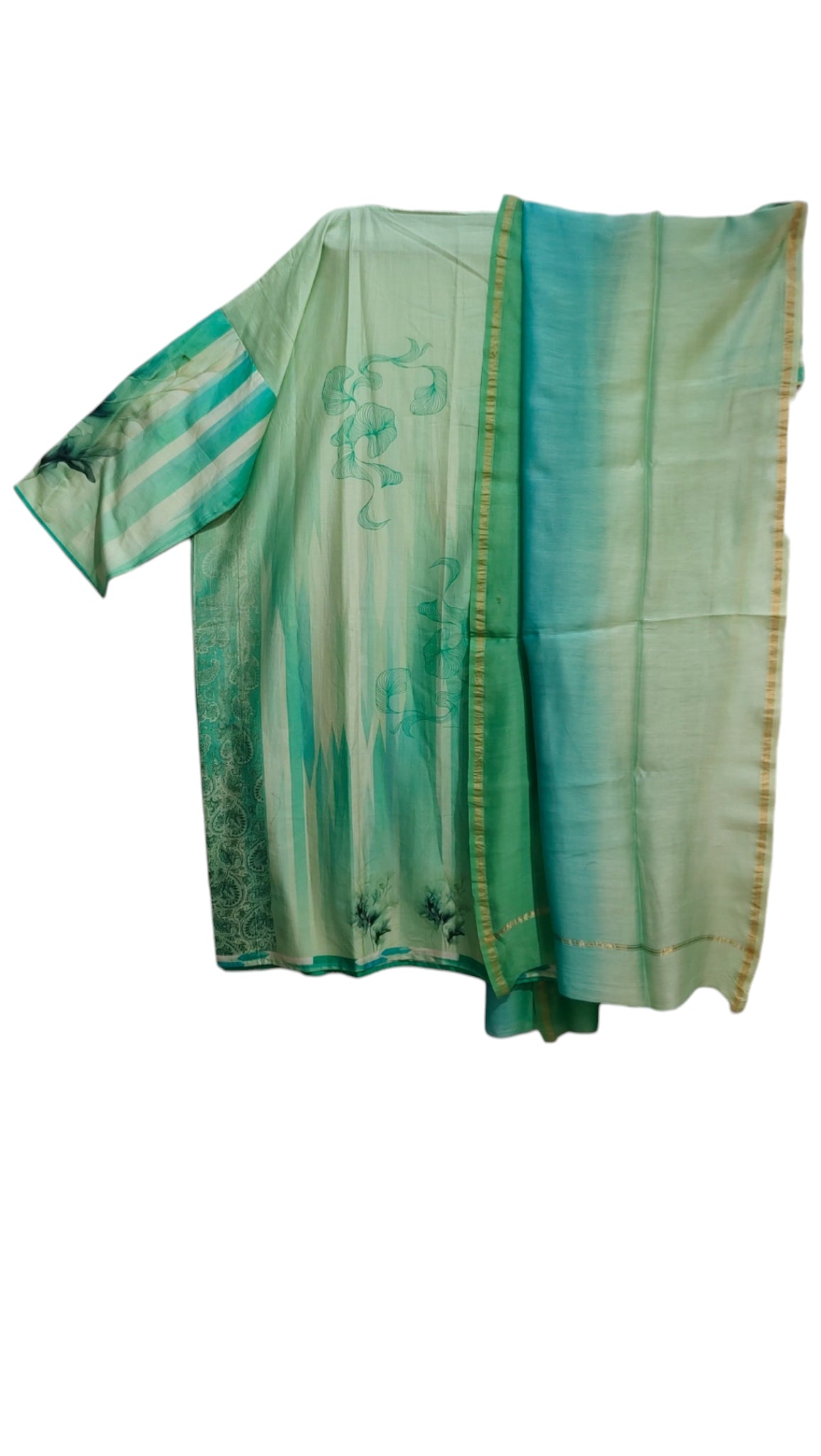 Semi Stitched Chanderi Casual Suitset