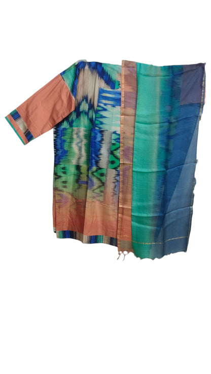Semi Stitched Chanderi Casual Suitset