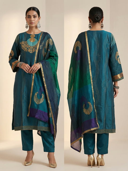 Semi Stitched Formal Chanderi Suitset