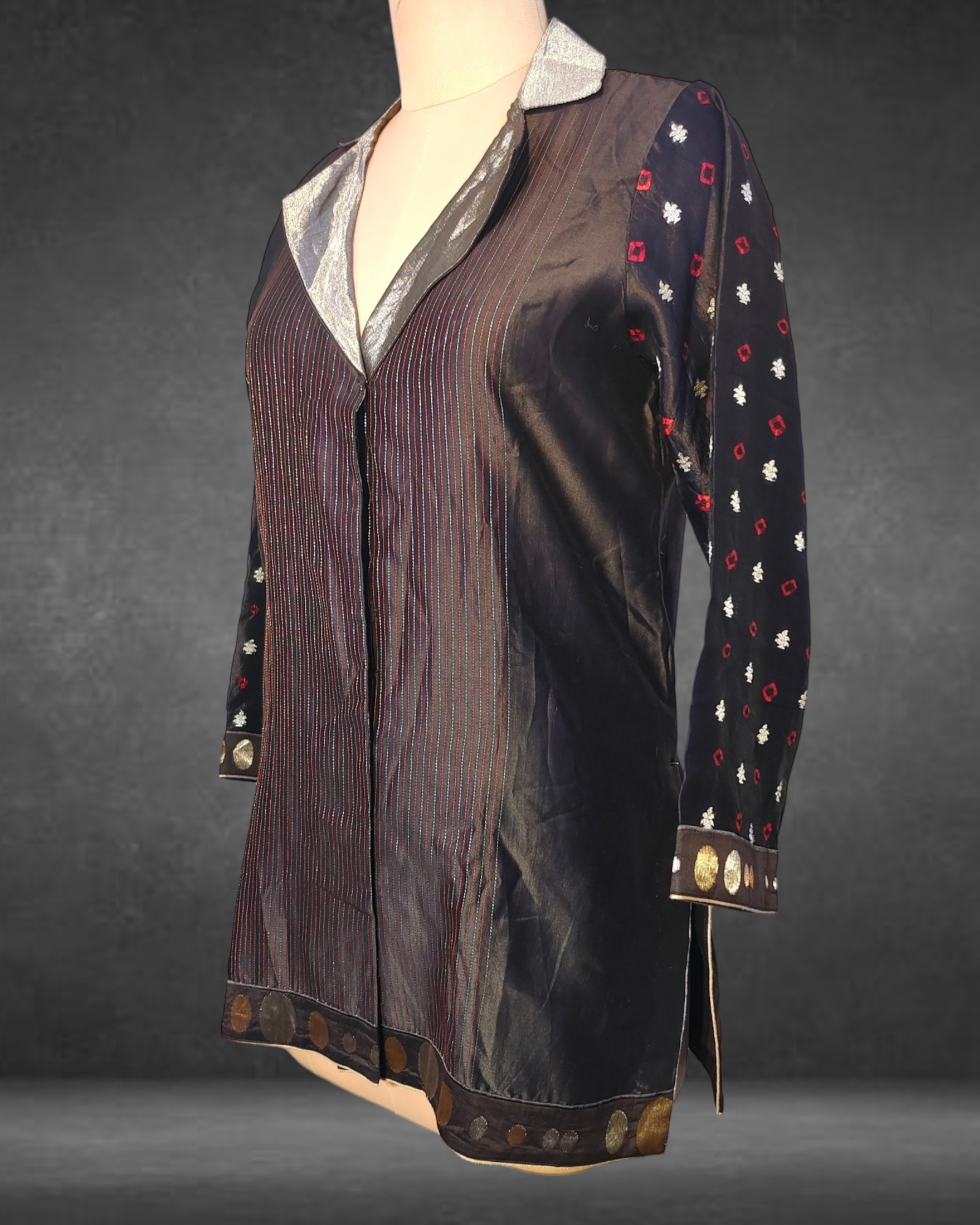 Semistitched Silk Chanderi Shibori Short Tunic VISHAL KAPUR STUDIO