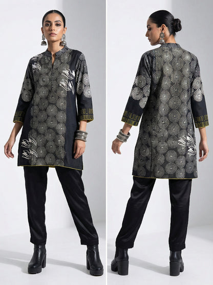 Stitched Chanderi Block Printed Tunic ready size 42