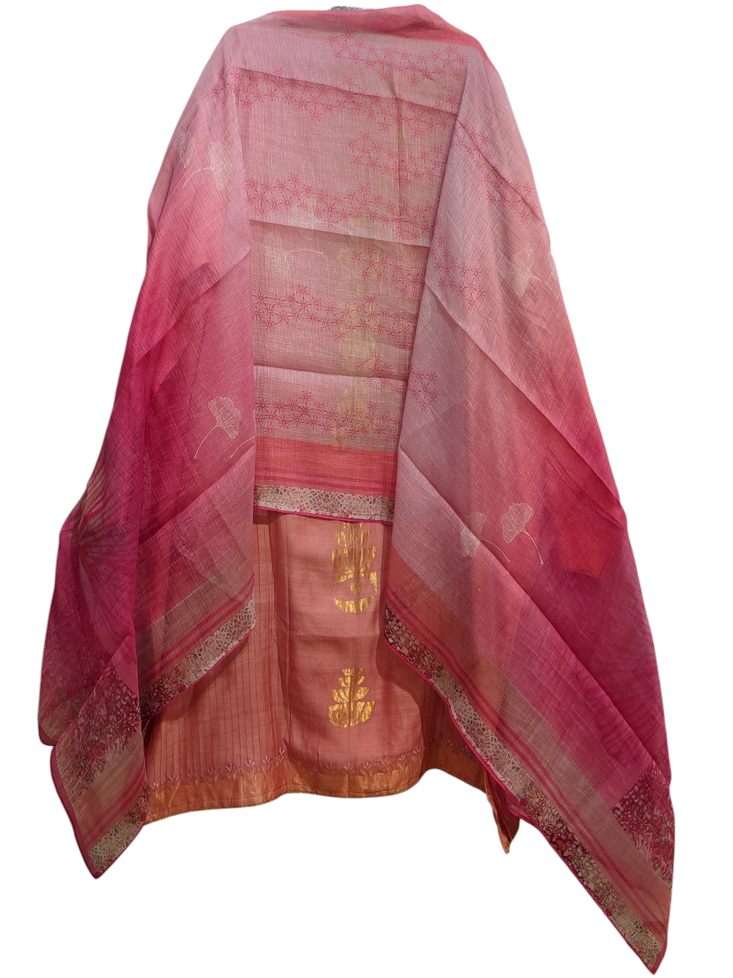 Semi Stitched Casual Chanderi Suitset