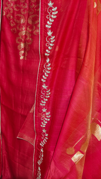 Semi Stitched Formal Chanderi Suitset