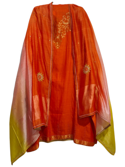 Semi Stitched Chanderi Formal Suitset
