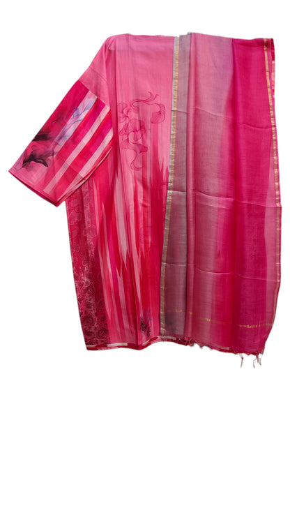 Semi Stitched Chanderi Casual Suitset