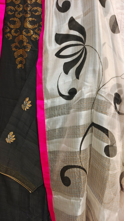 Semi Stitched Chanderi Formal Suitset