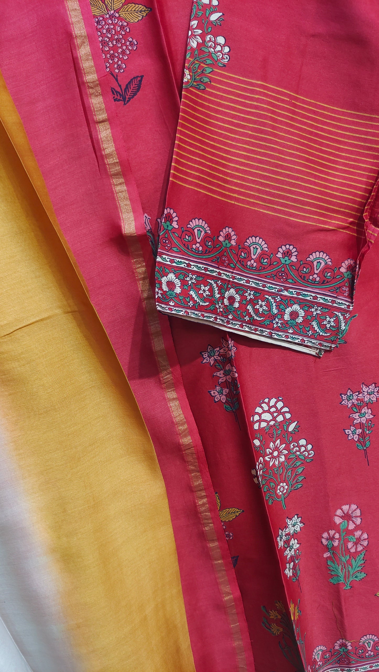 Semi Stitched Chanderi Casual suitset