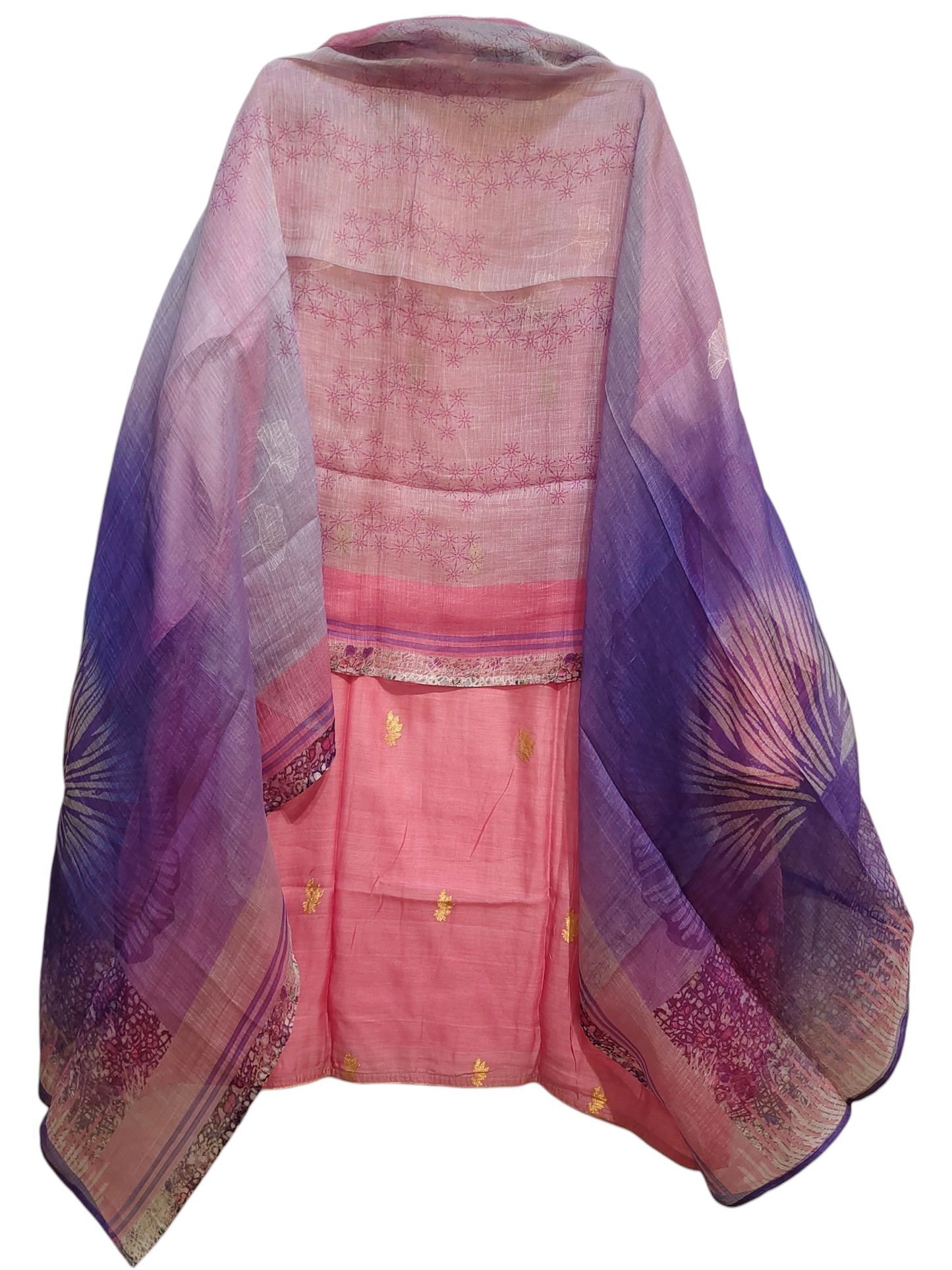 Semi Stitched Casual Chanderi Suitset