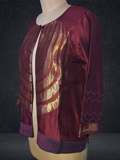 Stitched Chanderi Zariwoven Short Jacket
