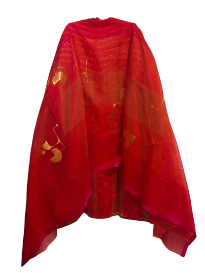 Semi Stitched Formal chanderi Suitset