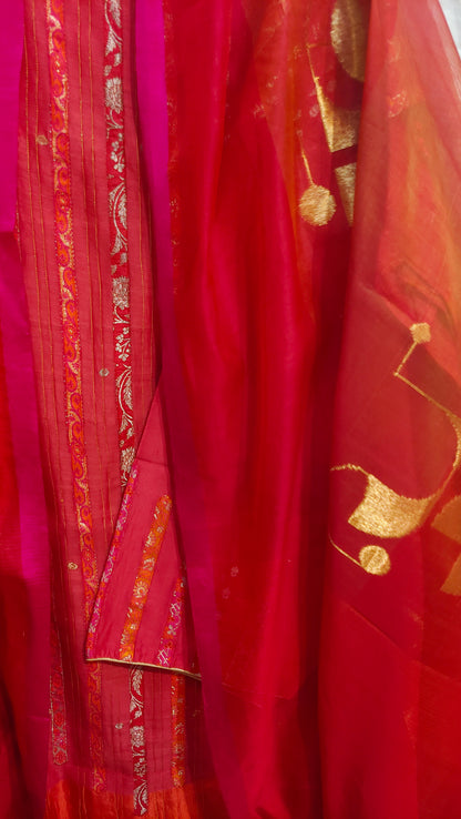 Semi Stitched Formal chanderi Suitset