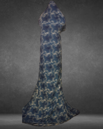 Discharge printed pure cotton Indigo fabric