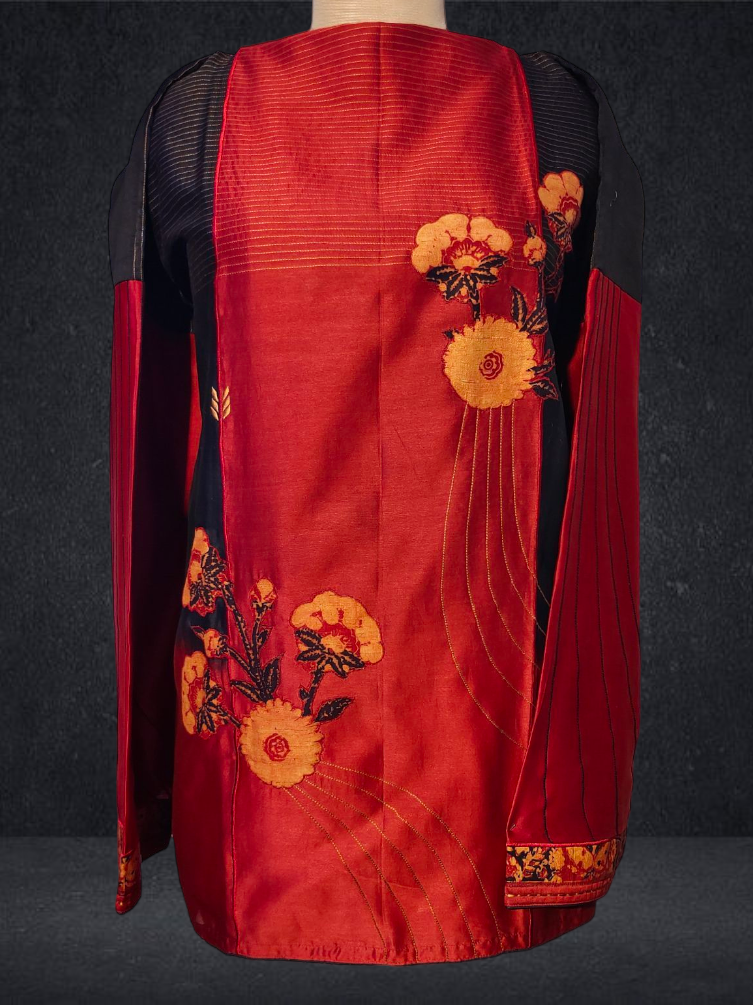 Semistitched Chanderi Ajrakh Short Tunic VISHAL KAPUR STUDIO