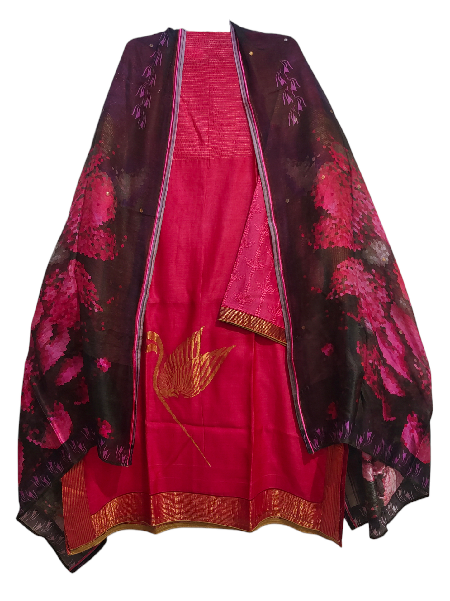 Semi Stitched Formal chanderi Suitset