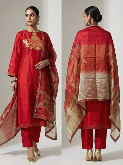 Semi Stitched Formal Chanderi Suitset