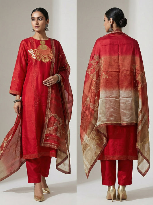 Semi Stitched Formal Chanderi Suitset