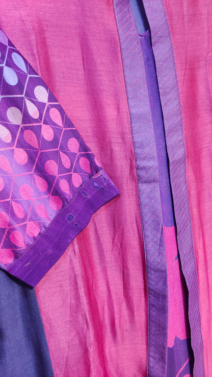 Semi Stitched Casual Chanderi dress set