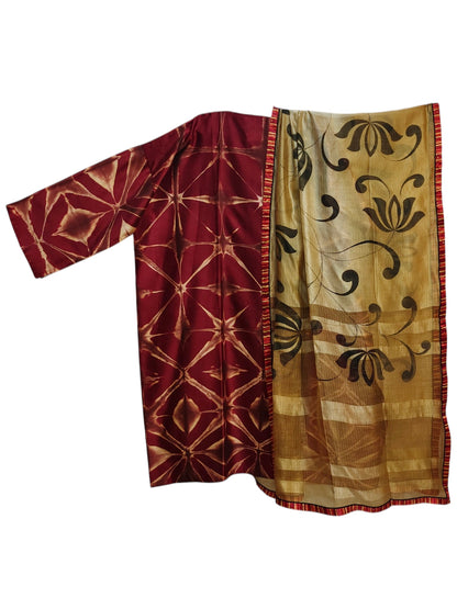 Semi Stitched Chanderi Casual Suitset