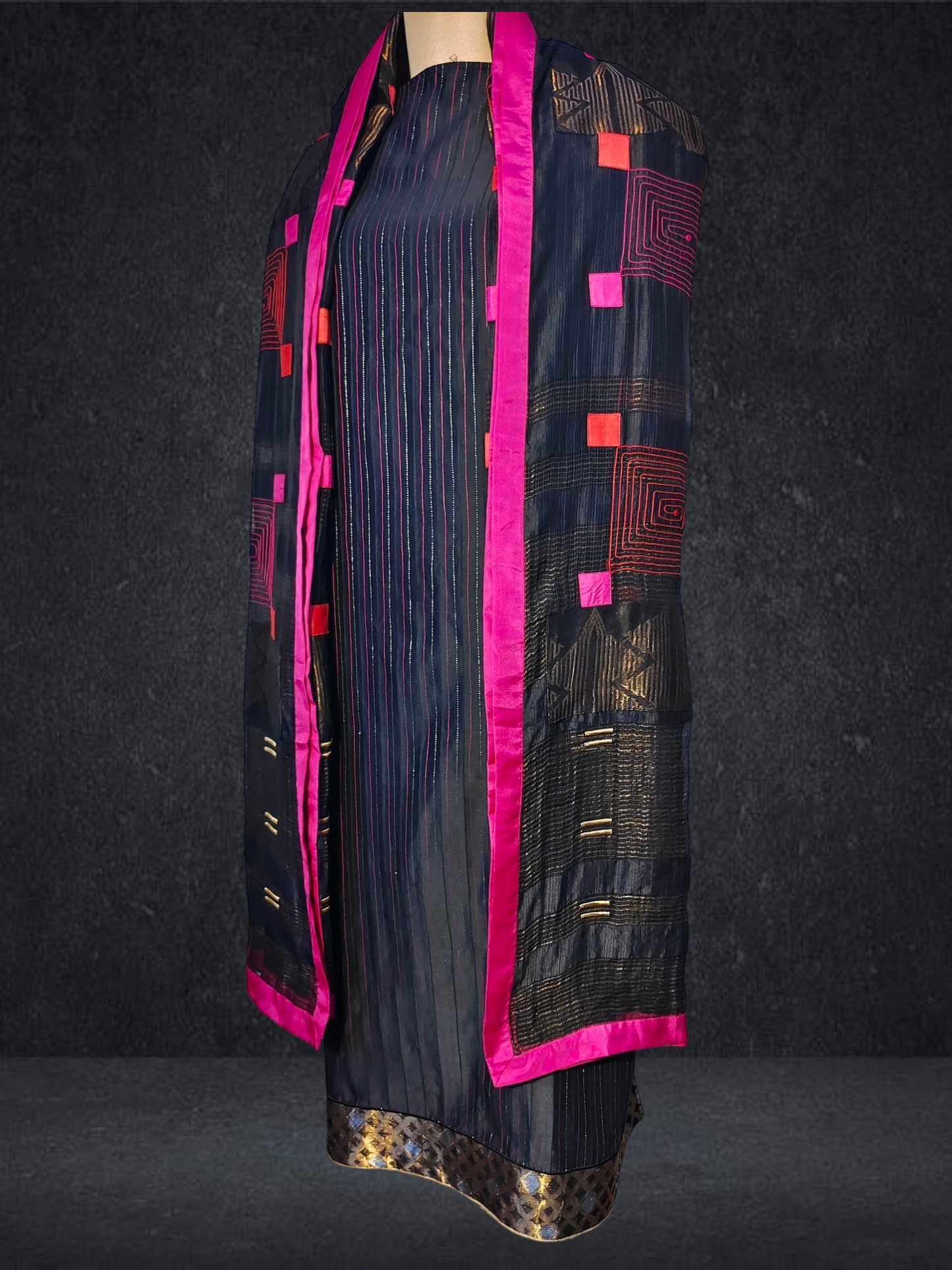 Semi Stitched Formal chanderi Suitset