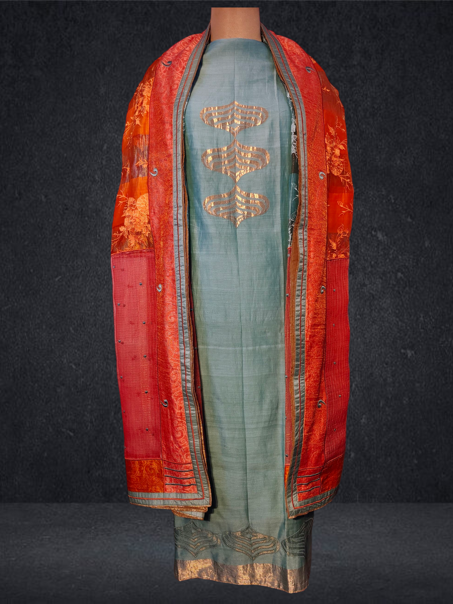 Semi Stitched Formal chanderi Suitset