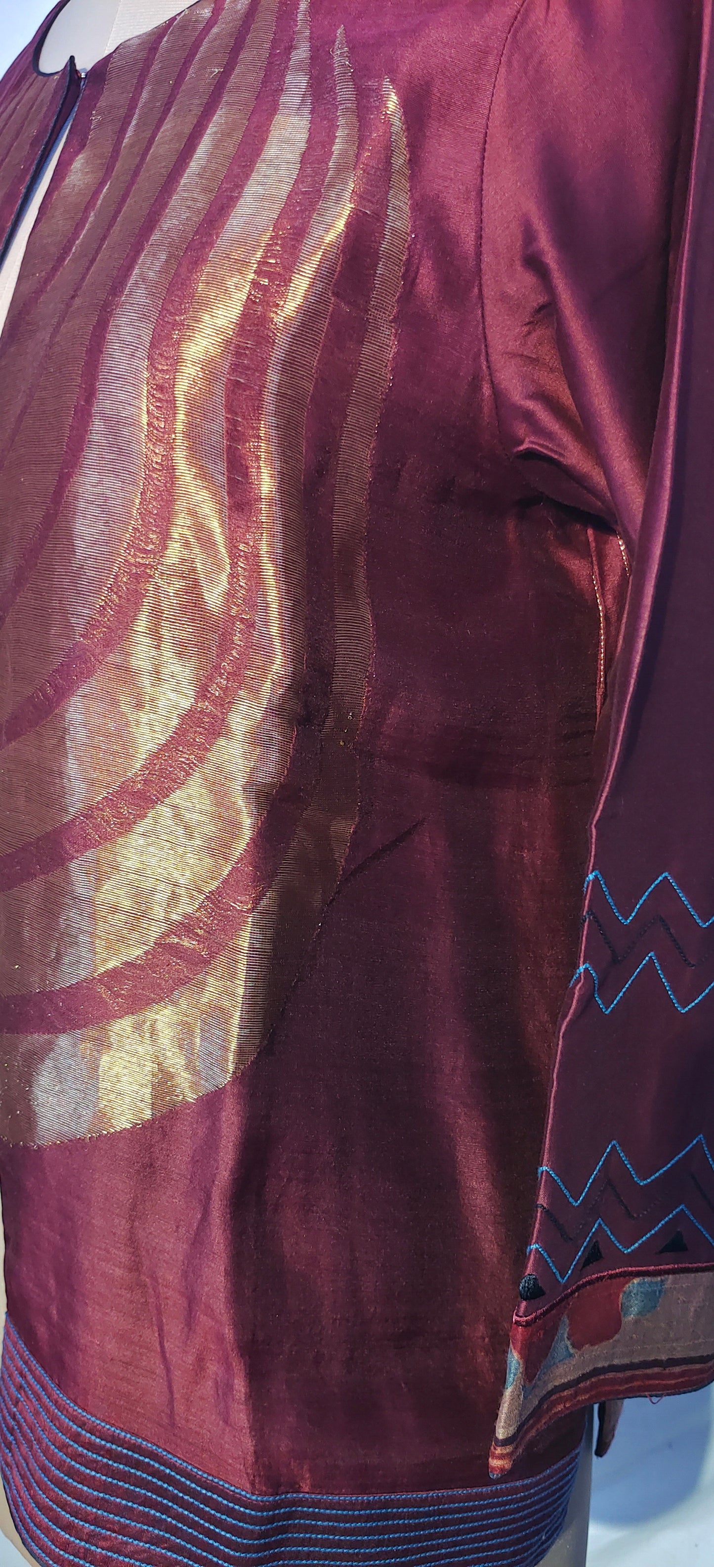 Stitched Chanderi Zariwoven Short Jacket