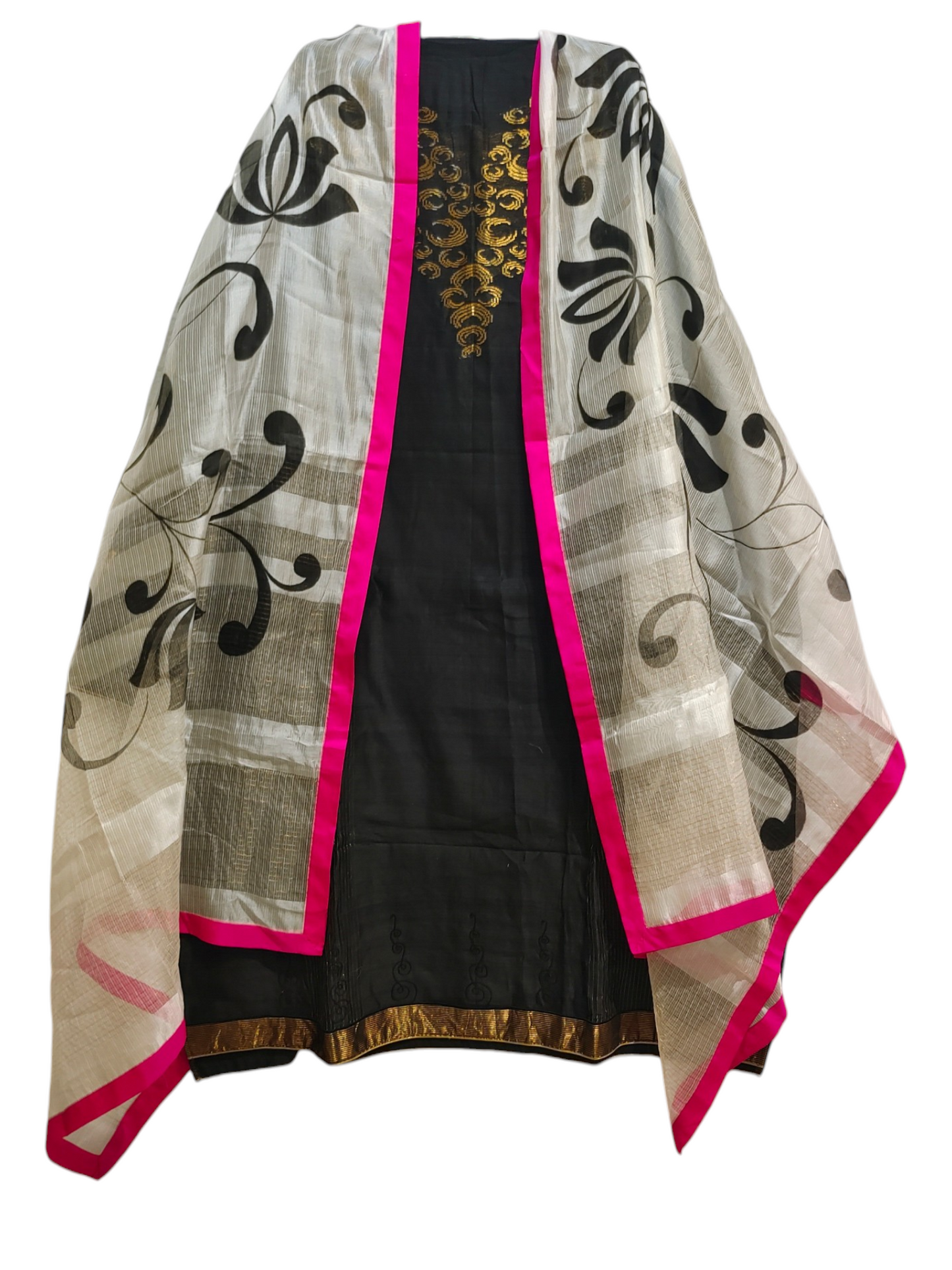 Semi Stitched Chanderi Formal Suitset
