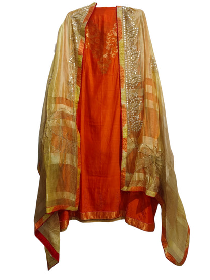 Semi Stitched Chanderi Formal Suitset