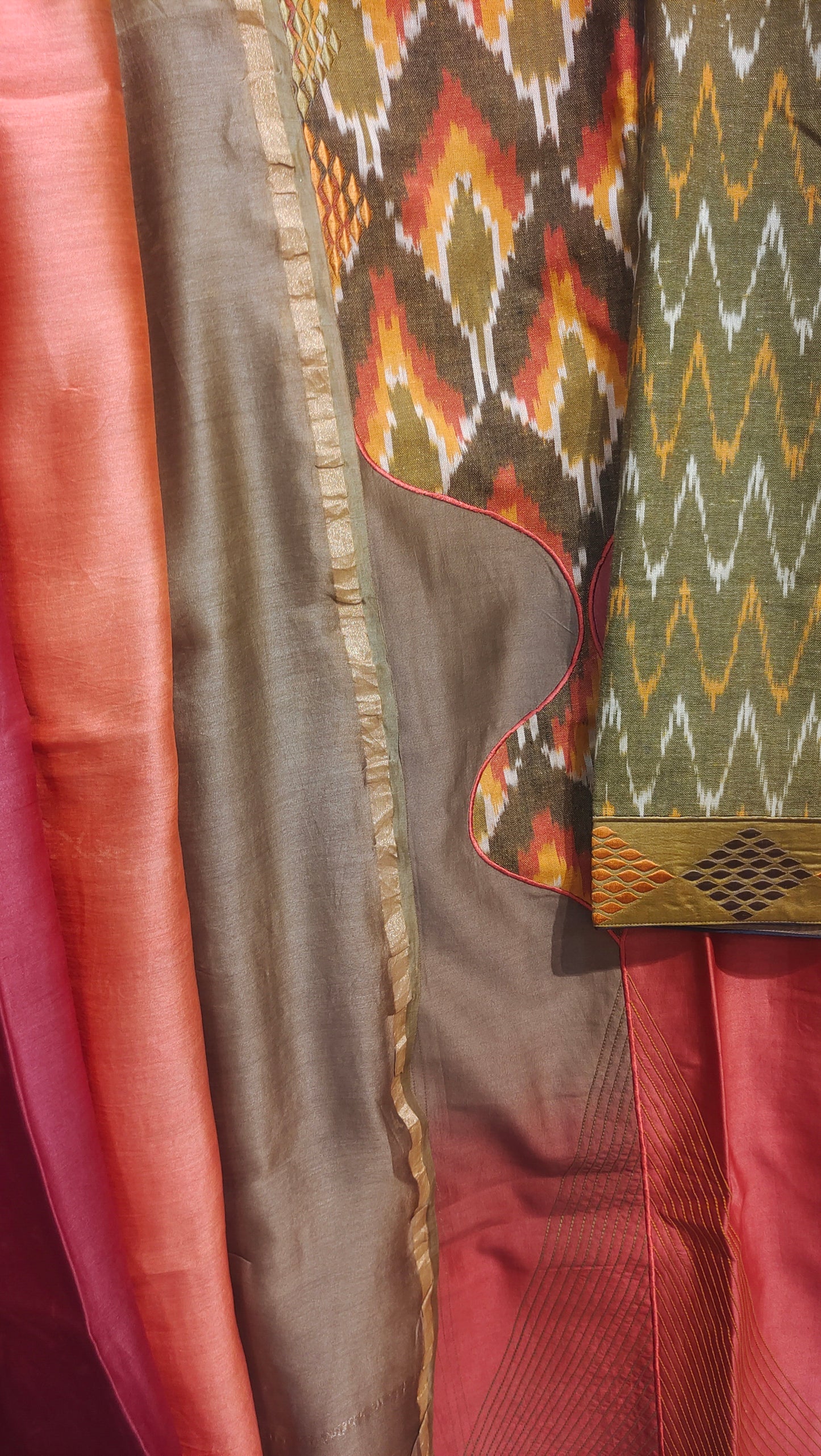 Semi Stitched Chanderi Formal Suitset
