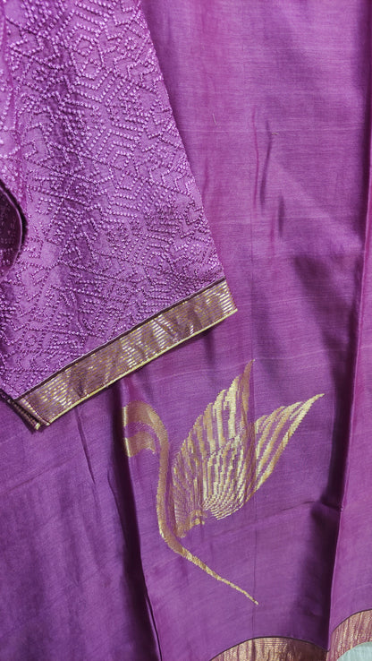 Semi Stitched Casual Chanderi Suitset