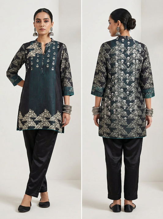 Stitched Chanderi Block Printed Tunic ready size 42