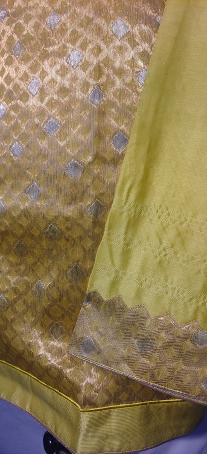 Semistitched Chanderi Zariwoven Short Tunic