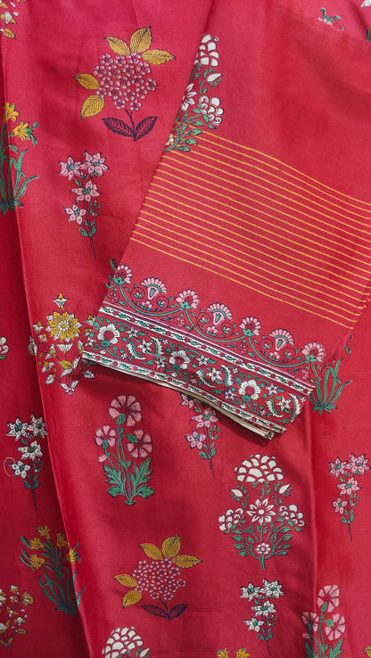 Semi Stitched Chanderi Casual suitset