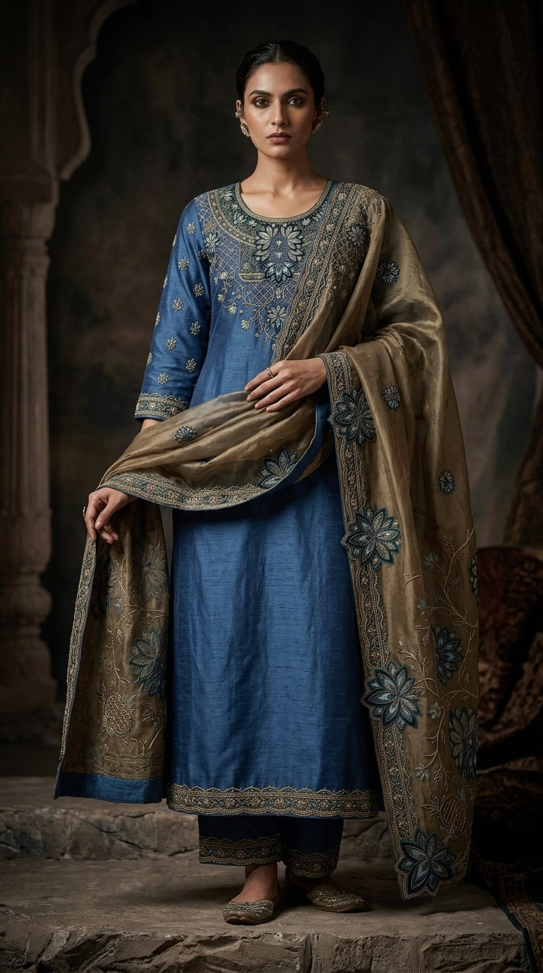 Customised Chanderi Embroidered set