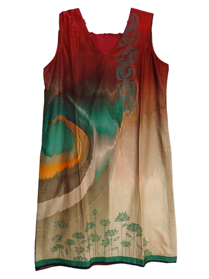 Semi Stitched Casual Chanderi Suitset