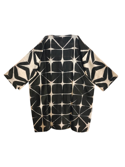Black and white  patterned kurta on a white background