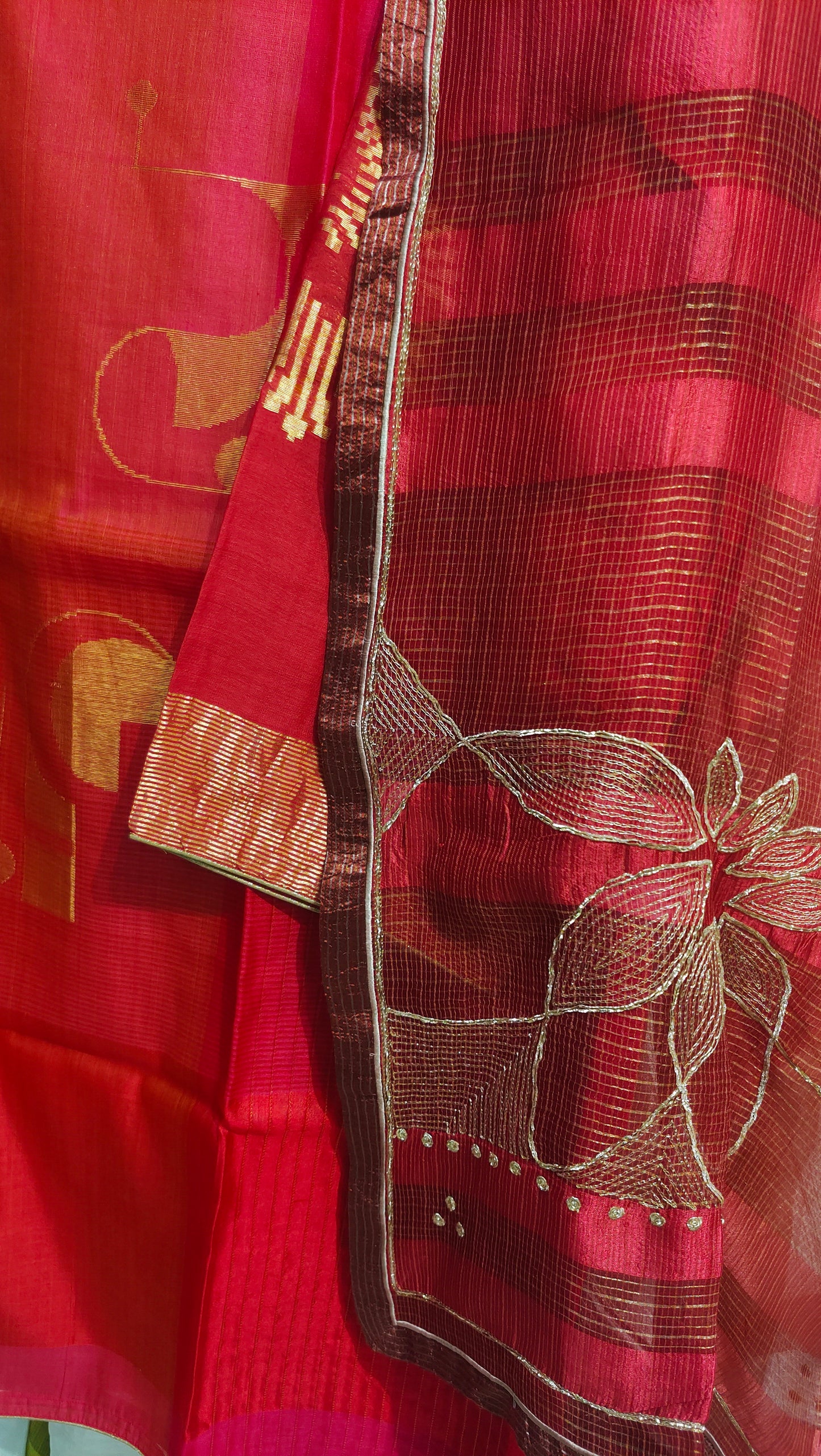 Semi Stitched Chanderi Formal Suitset