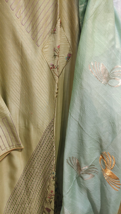 Semi Stitched Chanderi Formal Suitset